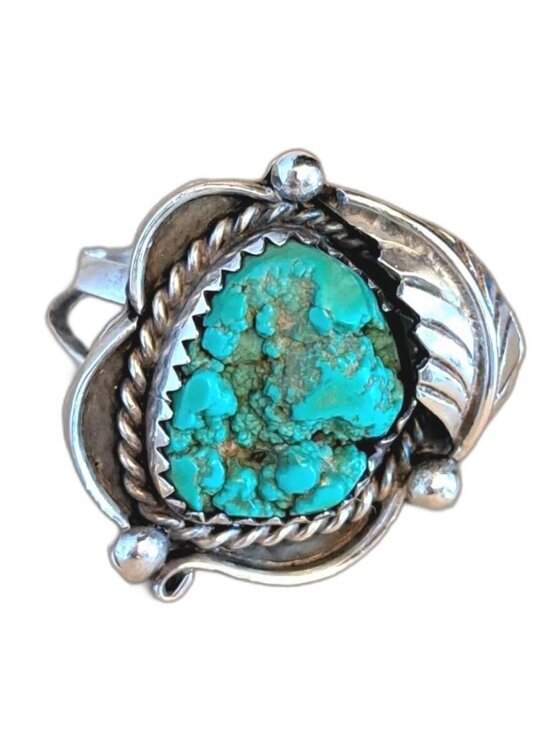 Navajo Jewelry - Vintage Navajo Signed Susie Benally Sterling Silver 925 Turquoise Ring Size 6.25